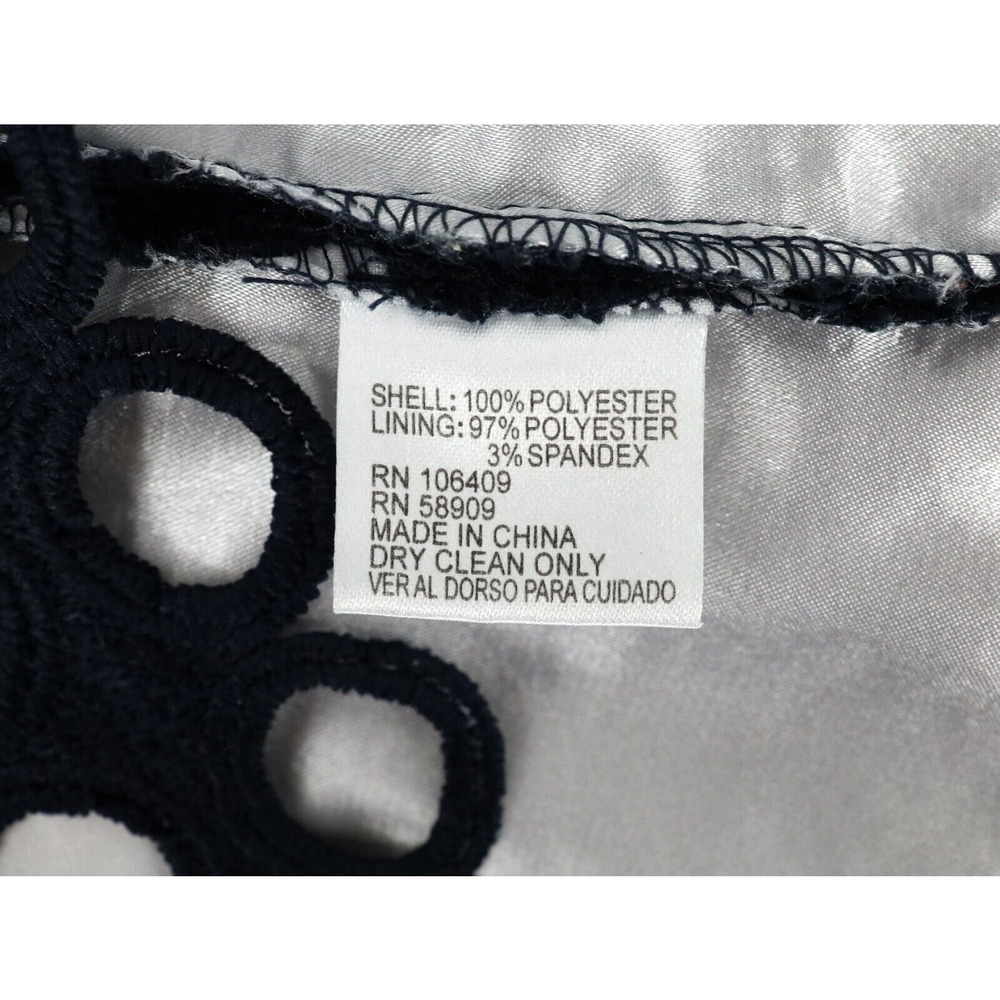 Catherine Malandrino Dress Womens 4 Navy Blue White Lining Shift Office Career - Picture 9 of 12